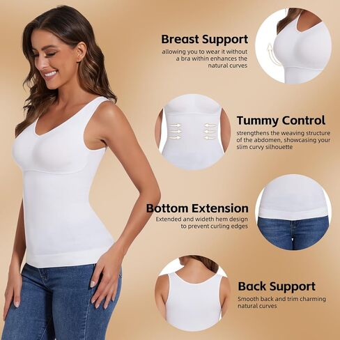 JOYSHAPER Women's Shapewear Tank Tops Padded Bra Shapewear V-Neck Cami Shaper Tummy Control Shapewear Camisole in Saudi Arabia