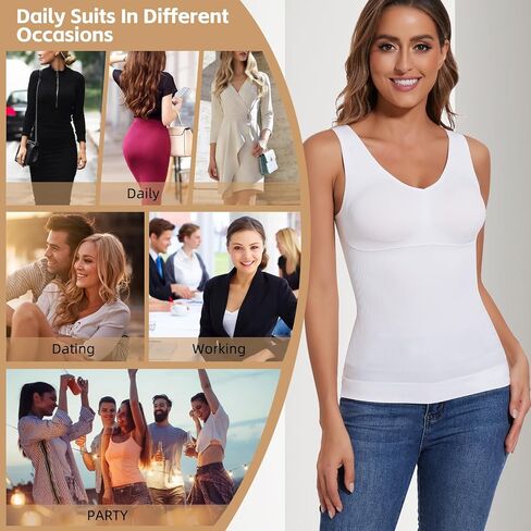 JOYSHAPER Women's Shapewear Tank Tops Padded Bra Shapewear V-Neck Cami Shaper Tummy Control Shapewear Camisole in Saudi Arabia