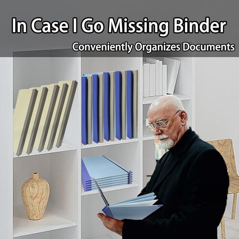 2 PCS 2024 New in Case I Go Missing Binder Organ Style Loose Leaf Binder Important Document Organizer Document Organizer Folio for Birth Certificates Estate Planning (Blue and Yellow) in Saudi Arabia