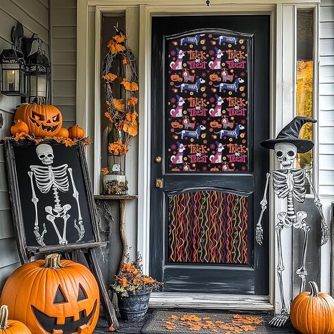 LaRibbons يوم الموتى لفة ورق التغليف القابلة للعكس مع بوم بوم الأرجواني، 17 بوصة × 33 قدم (47sq.ft.ttl.) ورق تغليف هدايا الجمجمة لـ Dia De Los Muertos، ديكور الهالوين، حفلة العيد المكسيكية in Kuwait