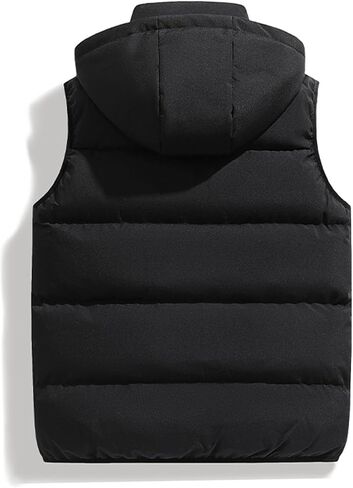 Gihuo Mens Winter Puffer Vest Color Block Hooded Sleeveless Quilted Jacket Zip Up Padded Coats Outerwear in Kuwait