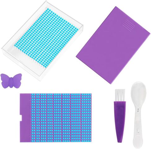 Diamond Art Painting Trays Organizer with Lid, Diamond Art Accessories Trays with Brush & Spoon, Rhinestone Tray Sorter for DIY Art Craft Supplies (Colorful-Set-funnels) in Saudi Arabia