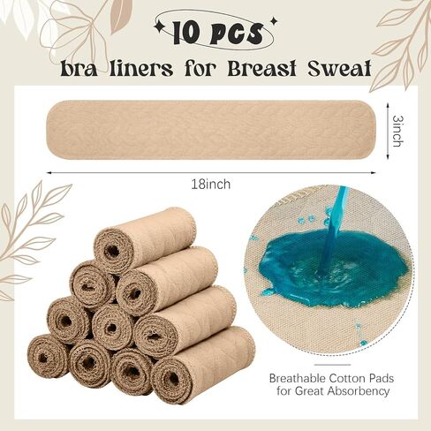Toulite 10 Pcs Cotton Bra Liners Boob Sweat Pads 3 Layer Rectangle Under Bra Pads Sweat Liners for Women Sweating Supplies in Saudi Arabia