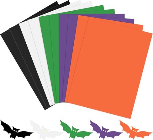 50 Sheet Halloween Cardstock 8.5 x 11, 250gsm/92lb Halloween Paper Black Orange Purple Green White Cardstock for Halloween Crafts, Cards Making, Scrapbook Supplies in Saudi Arabia