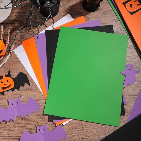 50 Sheet Halloween Cardstock 8.5 x 11, 250gsm/92lb Halloween Paper Black Orange Purple Green White Cardstock for Halloween Crafts, Cards Making, Scrapbook Supplies in Saudi Arabia