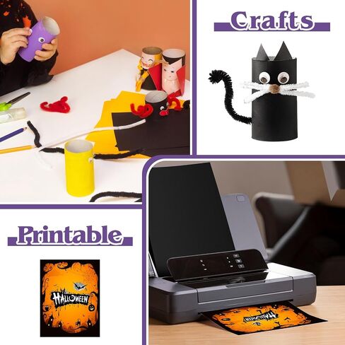 50 Sheet Halloween Cardstock 8.5 x 11, 250gsm/92lb Halloween Paper Black Orange Purple Green White Cardstock for Halloween Crafts, Cards Making, Scrapbook Supplies in Saudi Arabia