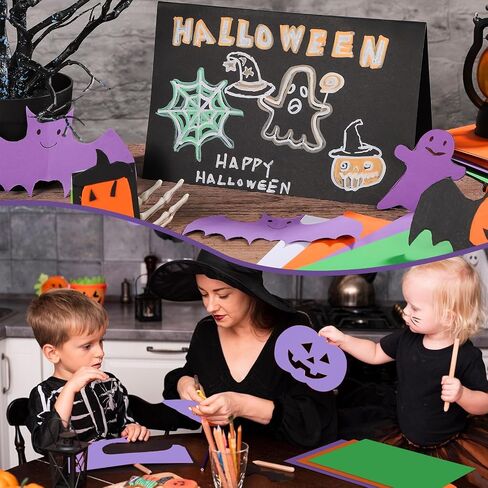 50 Sheet Halloween Cardstock 8.5 x 11, 250gsm/92lb Halloween Paper Black Orange Purple Green White Cardstock for Halloween Crafts, Cards Making, Scrapbook Supplies in Saudi Arabia