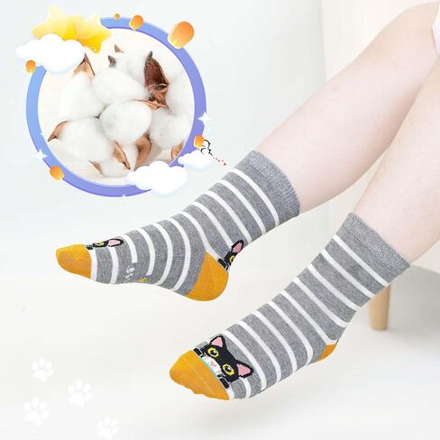 Hellomamma Girls Toddler Cotton Crew Socks Kids Novelty Animal Soft Funny Fashion Casual Breathable Childs Socks 5 Pairs in Kuwait