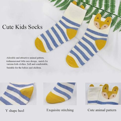 Hellomamma Girls Toddler Cotton Crew Socks Kids Novelty Animal Soft Funny Fashion Casual Breathable Childs Socks 5 Pairs in Saudi Arabia