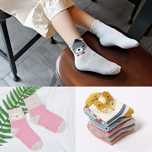 Hellomamma Girls Toddler Cotton Crew Socks Kids Novelty Animal Soft Funny Fashion Casual Breathable Childs Socks 5 Pairs in Saudi Arabia