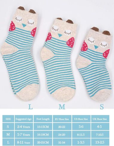 Hellomamma Girls Toddler Cotton Crew Socks Kids Novelty Animal Soft Funny Fashion Casual Breathable Childs Socks 5 Pairs in Saudi Arabia