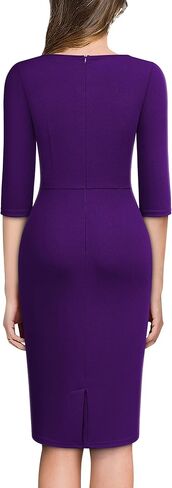 AISIZE Women's 1940s Retro 3/4 Sleeve Tie Waist Business Work Pencil Dress in Kuwait