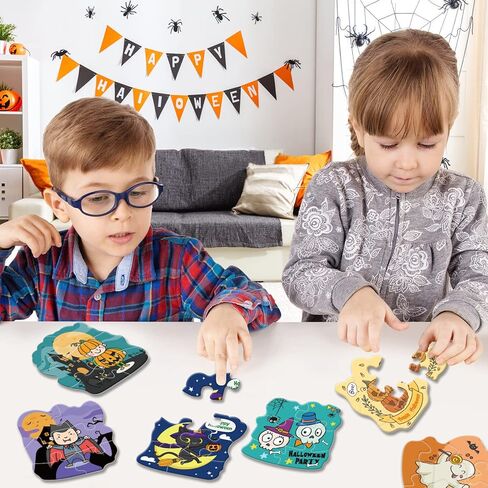 Halloween Party Favor for Kids, 24 Pack Jigsaw Puzzles in Halloween Theme Designs for Trick or Treating, Halloween Goodie Bag Filler, Halloween Miniatures Novelty Toy, School Classroom Rewards in Saudi Arabia