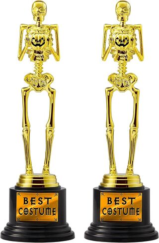 JOYIN 2 PCS Halloween Trophy Awards Best Costume Skeleton 11.25 X 3.5 for Halloween Medals Party Favor Prizes, Trick or Treat, Costume Contest Trophy, School Classroom Rewards, Treats for Kids in Saudi Arabia