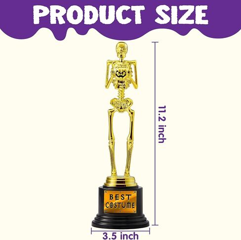 JOYIN 2 PCS Halloween Trophy Awards Best Costume Skeleton 11.25 X 3.5 for Halloween Medals Party Favor Prizes, Trick or Treat, Costume Contest Trophy, School Classroom Rewards, Treats for Kids in Saudi Arabia