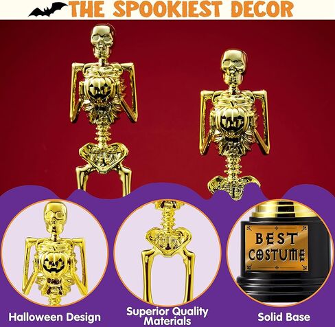 JOYIN 2 PCS Halloween Trophy Awards Best Costume Skeleton 11.25 X 3.5 for Halloween Medals Party Favor Prizes, Trick or Treat, Costume Contest Trophy, School Classroom Rewards, Treats for Kids in Saudi Arabia