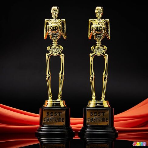 JOYIN 2 PCS Halloween Trophy Awards Best Costume Skeleton 11.25 X 3.5 for Halloween Medals Party Favor Prizes, Trick or Treat, Costume Contest Trophy, School Classroom Rewards, Treats for Kids in Saudi Arabia
