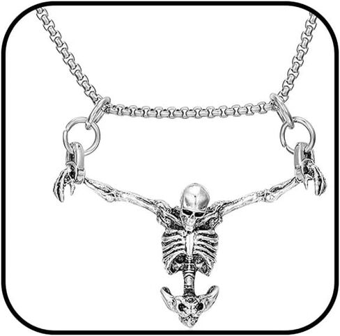 Skull Necklace for Men Punk Captivity Skull Pendant Halloween Party Necklace for Men Women Gothic Skull Necklace Long necklace jewelry for Women Men in Saudi Arabia