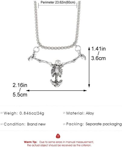 Skull Necklace for Men Punk Captivity Skull Pendant Halloween Party Necklace for Men Women Gothic Skull Necklace Long necklace jewelry for Women Men in Saudi Arabia