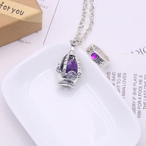 Akemi Homura Soul Gem Purple Core Necklaces set for Anime Cosplay Props Accessories festival holiday with 5 Unique Tail Rings for Every Character! in Saudi Arabia