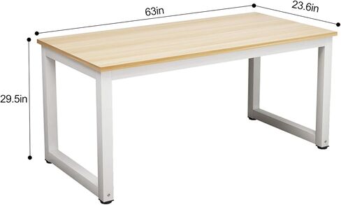 NSdirect Modern Computer Desk 63 Inch Large Office Desk, Writing Study Table for Home Office Desk Workstation Wide Metal Sturdy Frame Thicker Steel Legs, White in Saudi Arabia