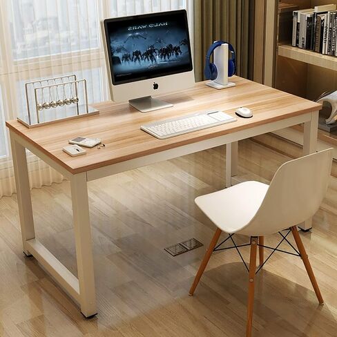 NSdirect Modern Computer Desk 63 Inch Large Office Desk, Writing Study Table for Home Office Desk Workstation Wide Metal Sturdy Frame Thicker Steel Legs, White in Saudi Arabia