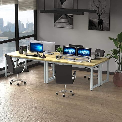 NSdirect Modern Computer Desk 63 Inch Large Office Desk, Writing Study Table for Home Office Desk Workstation Wide Metal Sturdy Frame Thicker Steel Legs, White in Saudi Arabia