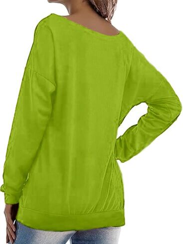 Roshop St Patricks Day Sweatshirt Women Loose Baggy Off Shoulder Lucky Irish Shamrock Long Sleeve Sweatshirts in Kuwait