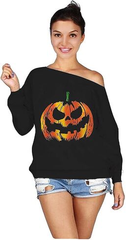 Roshop St Patricks Day Sweatshirt Women Loose Baggy Off Shoulder Lucky Irish Shamrock Long Sleeve Sweatshirts in Kuwait