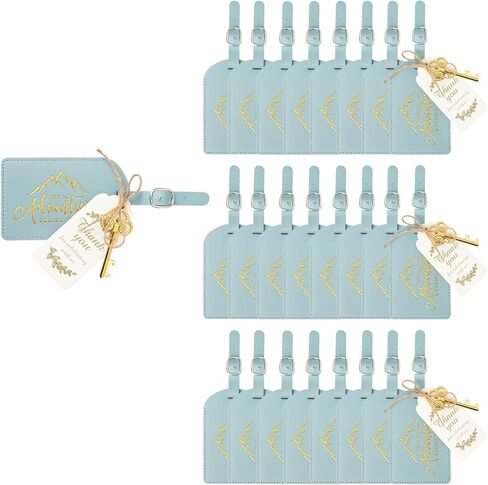 CHOIEO 24 Pcs Wedding Favor Leather Luggage Tags with Key Bottle Opener, The Adventure Begins Bag Tags for Suitcases, Backpacks, Guest Gifts for Weddings, Bridal Showers (Brown) in Saudi Arabia