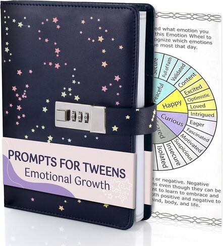 Journal with Lock & Daily Prompts for Tweens - Refillable Vegan Leather Diary for Girls, Teens, & Women - Emotional Growth & Self-Reflection - Locked Personal Notebook with Support Tools in Saudi Arabia