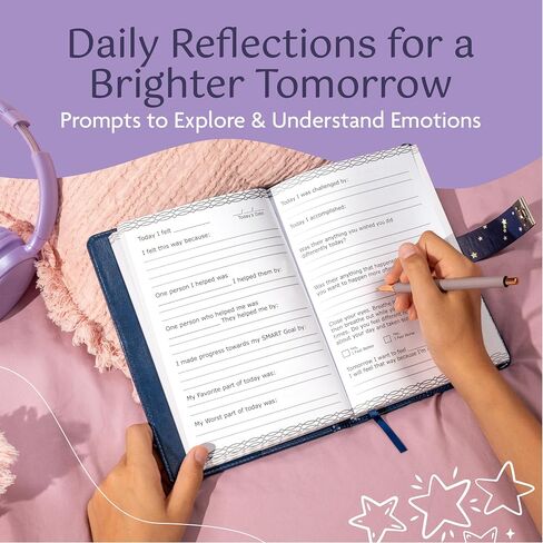 Journal with Lock & Daily Prompts for Tweens - Refillable Vegan Leather Diary for Girls, Teens, & Women - Emotional Growth & Self-Reflection - Locked Personal Notebook with Support Tools in Saudi Arabia