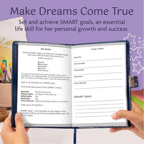 Journal with Lock & Daily Prompts for Tweens - Refillable Vegan Leather Diary for Girls, Teens, & Women - Emotional Growth & Self-Reflection - Locked Personal Notebook with Support Tools in Saudi Arabia