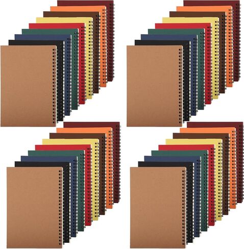36 Pack Spiral Notebook Bulk,A5 Lined Notebooks,8.3 x 5.5 Inch Kraft Cover Notebook,College Ruled Journals Notebooks,Travel Writing Notebooks for Office Supplies,50 Sheets/100 Pages(9 Color) in Kuwait