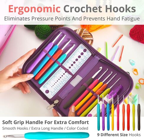 MODDA Crochet Kit for Beginners with Video Course, Includes 20 Color of Yarns, Needles, Hooks, Accessories Kit, Canvas Tote Bag, Crochet Starter Kit for Women, Adults, Kids, Knitting Kit in Kuwait