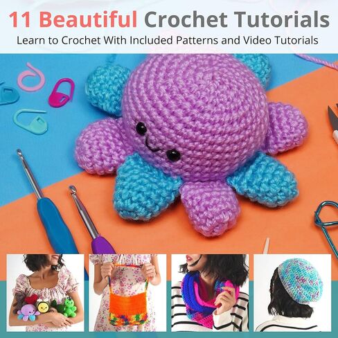 MODDA Crochet Kit for Beginners with Video Course, Includes 20 Color of Yarns, Needles, Hooks, Accessories Kit, Canvas Tote Bag, Crochet Starter Kit for Women, Adults, Kids, Knitting Kit in Kuwait