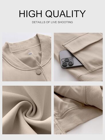 ANRABESS Womens Bomber Jacket Button Cropped Casual Varsity Jackets Shackets Fall Trendy Fashion Travel Outfits with Pockets in Saudi Arabia