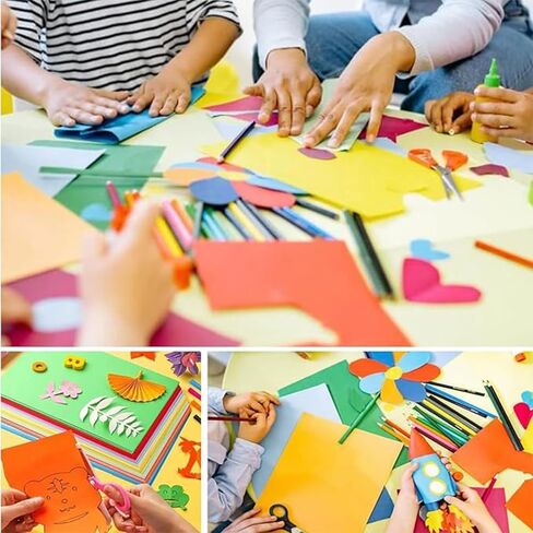 ورق البناء - 50 ورقة 9 بوصة × 12 بوصة 10 ألوان متنوعة للحرف اليدوية والفنون والرسم والتلوين والرسم والإبداع والفنون والحرف اليدوية in Saudi Arabia