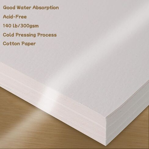 30 Sheets Watercolor Paper Bulk, 140 lb/300 GSM Cold Press Watercolor Paper White Water Color Paper Cotton Paper for Kids Students Adults Beginners Artists(4 x 6 Inch) in Saudi Arabia