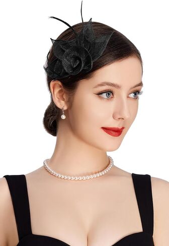 قبعات BABEYOND Fascinators للنساء - قبعة حفلات الشاي Kentucky Fascinator Derby ريشة زهرة مشبك شعر لحفلات الزفاف in Saudi Arabia