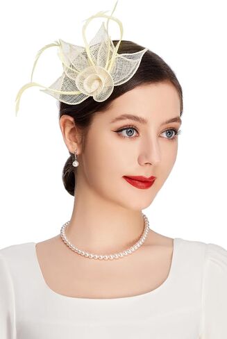 قبعات BABEYOND Fascinators للنساء - قبعة حفلات الشاي Kentucky Fascinator Derby ريشة زهرة مشبك شعر لحفلات الزفاف in Saudi Arabia