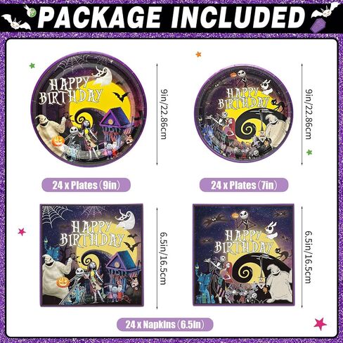184Pcs Nightmare Before Christmas Birthday Decorations Nightmare Before Christmas Party Supplies Halloween Birthday Banner Jack Skellington Decorations Tableware for Halloween Birthday Party Decor in Saudi Arabia