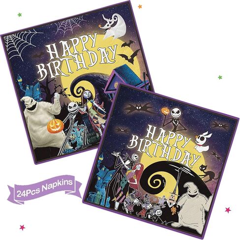 184Pcs Nightmare Before Christmas Birthday Decorations Nightmare Before Christmas Party Supplies Halloween Birthday Banner Jack Skellington Decorations Tableware for Halloween Birthday Party Decor in Saudi Arabia
