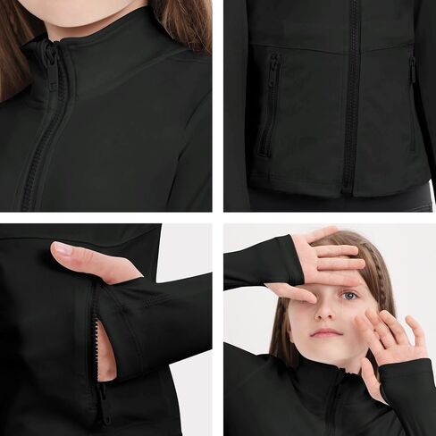 B&GCozy Girls Athletic Lightweight Jacket Full Zip Yoga Runing Track Riding Coat with Pocket 6-15 Years in Saudi Arabia