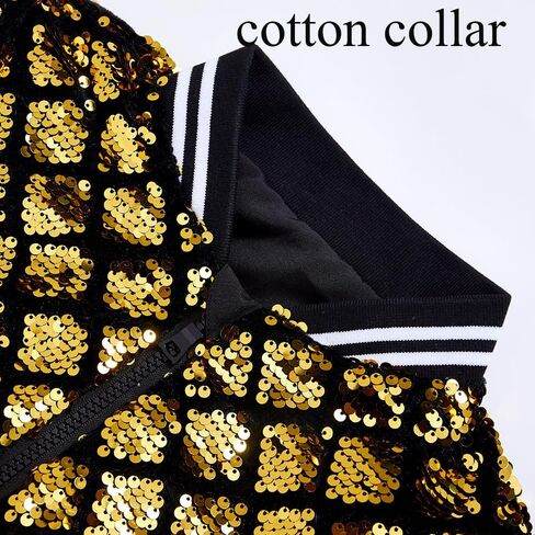YIYI Plaid Girls Sequin Jackets Striped Stylish Varsity Jacket Kids Sparkle Coat Trendy Girl Outwear Birthday Clothes in Saudi Arabia