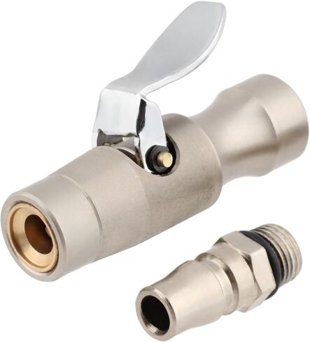 UXELY Locking Air Chuck, No Air Leakage Double Teeth Lock on Tire Chuck, Lock On Air Chuck with Two Steel Jaws Lock onto Any Schrader Valve, 1/4" F-NPT Tire Air Chuck, Open Flow(Color:Brass) in Saudi Arabia