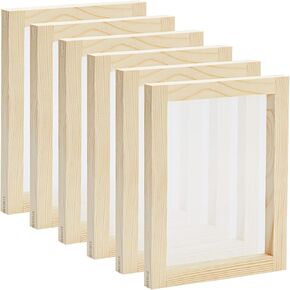 6 Pack Wood Silk Screen Printing Frame Kit for Beginners and Kids, 110 White Mesh (6x8 in)