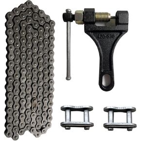 420 Motorcycle chain 132 links suitable for 50 70 90 110 125cc SSR TaoTao Coolster Apollo Baja Kazuma ATV 4-wheel four pit off-road vehicle 212cc go kart mini bicycle power sports parts drive chain
