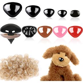 UPINS Safety Noses, 90 Pcs Plastic Animal Safety Noses for Amigurumi Crochet Toy Noses Large Safety Noses Pink Black Doll Noses with Washers 20 mm 15 mm 11 mm 9 mm for Puppet Doll Bear Accessories