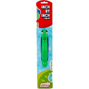 Junior Learning: Inch by Inch Ruler - Displays Measurements in Inches & cm, Fun Inchworm Figure On Top, Learning & Education Tool, Kids Ages 4+
